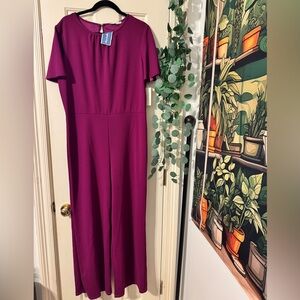 Magenta Short Sleeve Jumpsuit